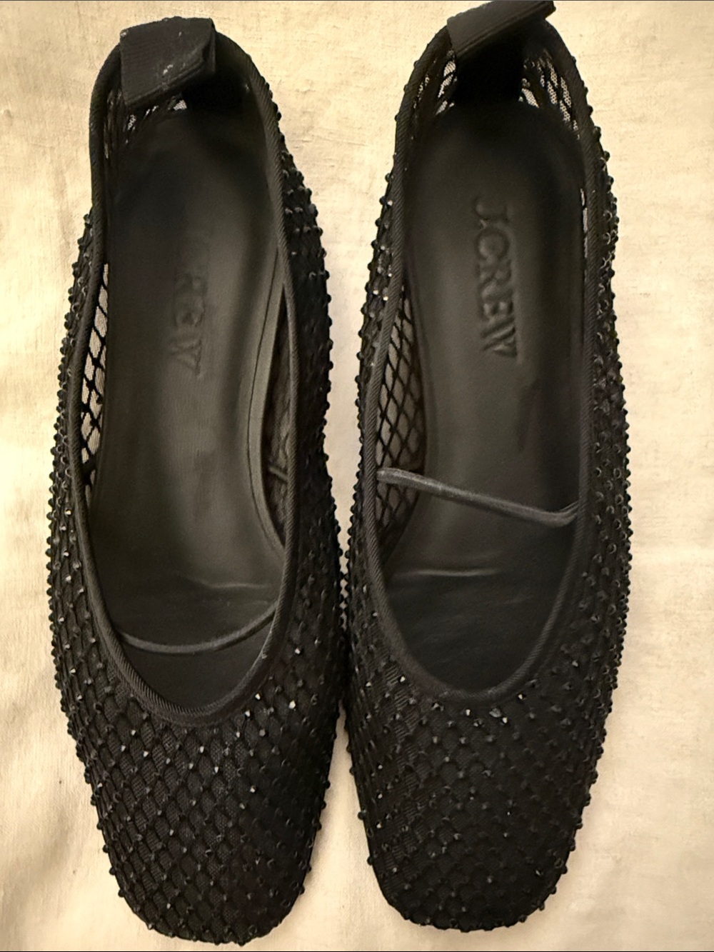 J. Crew Black Mesh Beaded Ballet Flats - Picture 2 of 9